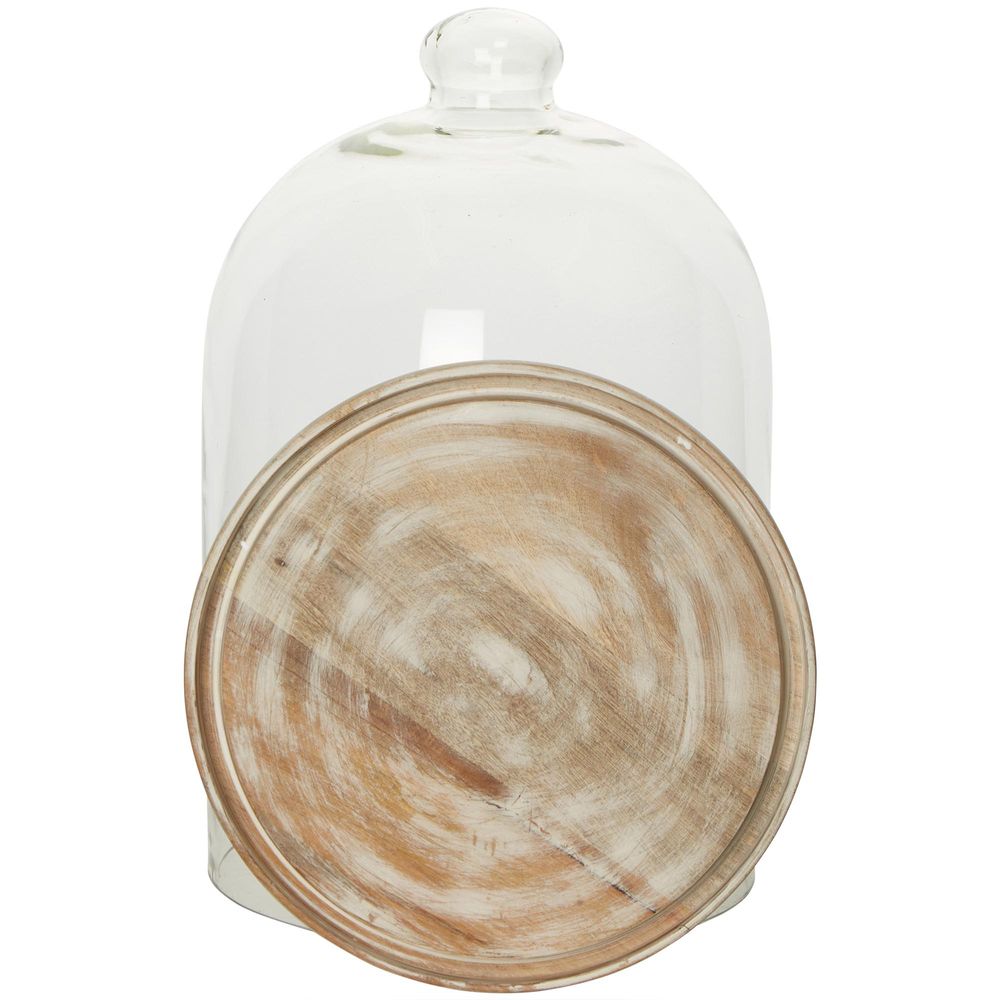 Sansa Glass Dome Cake Cover With Wooden Base