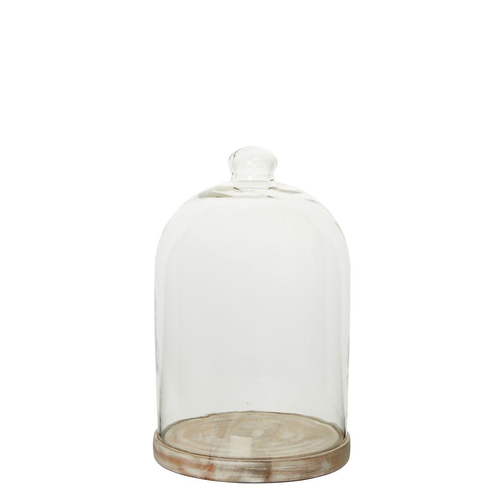 Sansa Glass Dome Cake Cover With Wooden Base