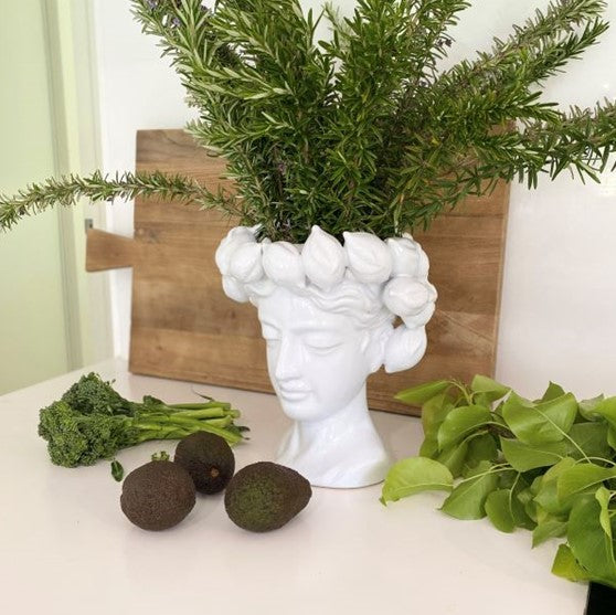 Lemon Lady Vase in White