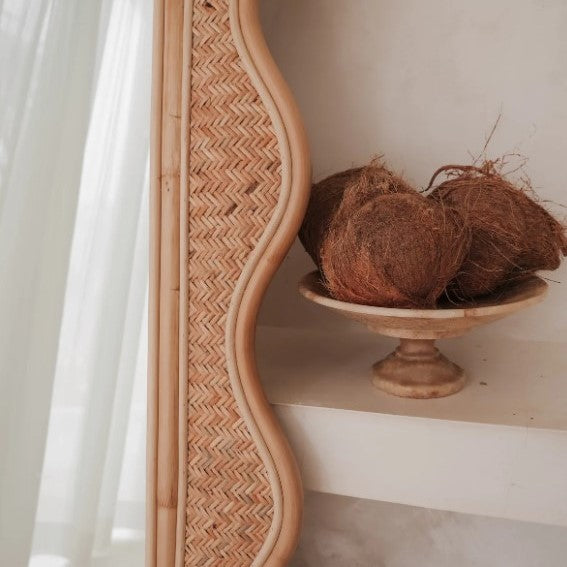 Rattan Curvy Floor Mirror