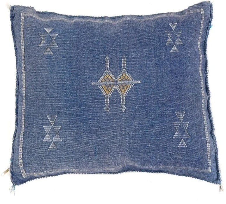 Genuine Moroccan Cactus Silk Pillow in Denim