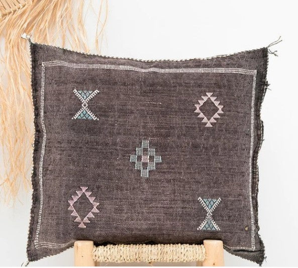 Genuine Moroccan Cactus Silk Cushion in  Slate