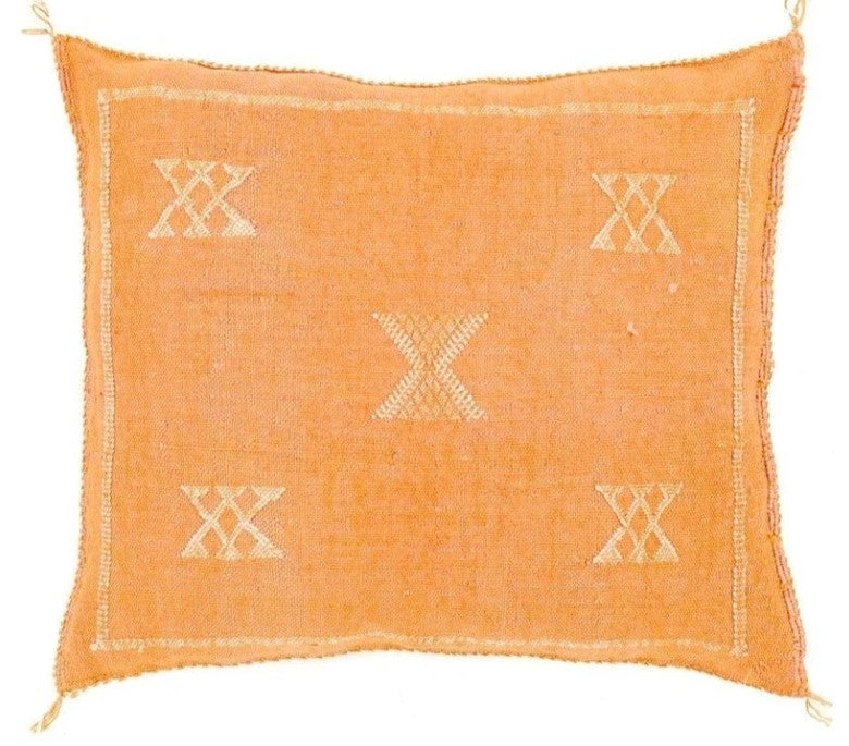 Genuine Moroccan Cactus Silk Pillow in Melon