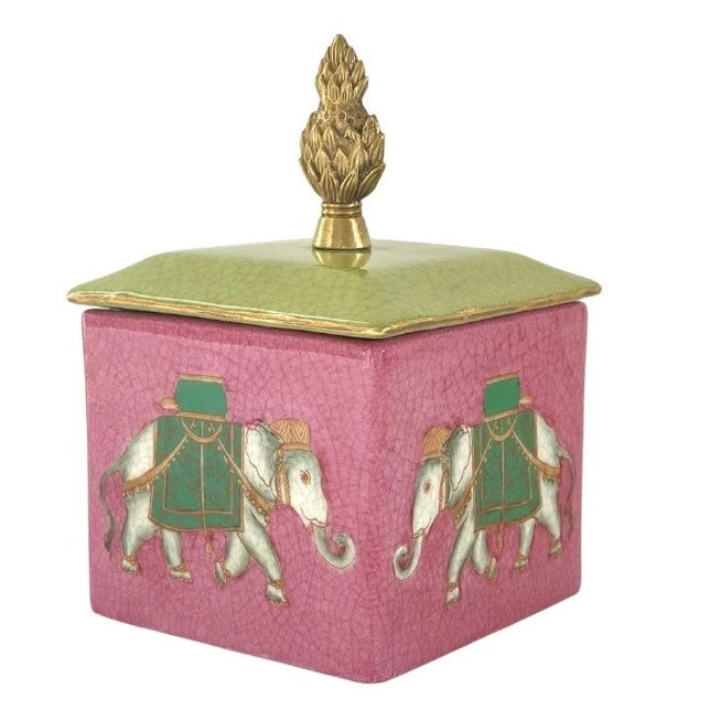 Elephante Trinket Box in Cerise Pink