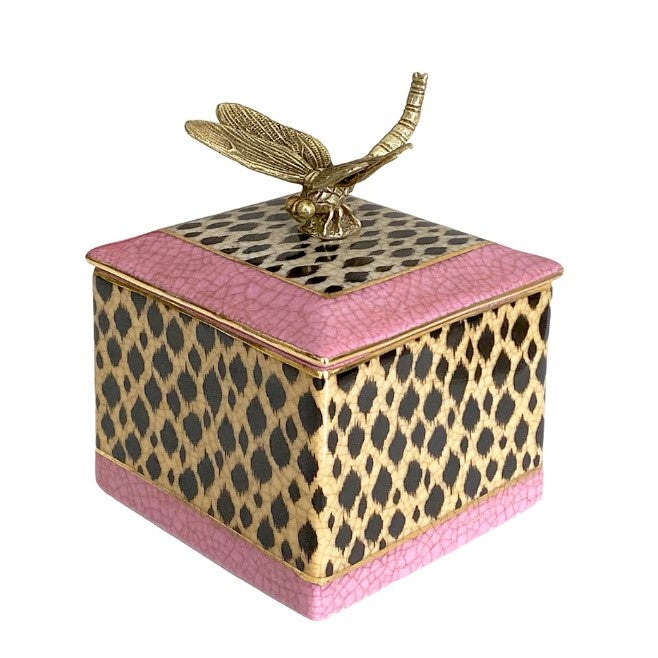 Animal Print Trinket Box in Cerise Pink