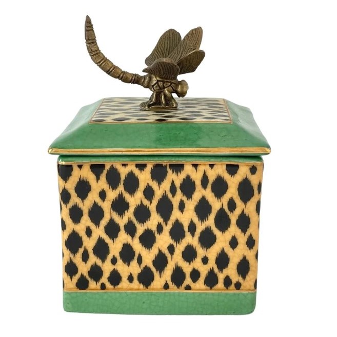 Animal Print Trinket Box in Green