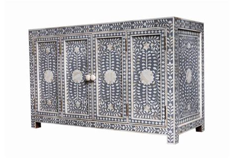 Bone Inlay Buffet with 4 Doors in Grey