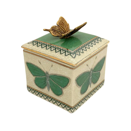 Butterfly Trinket Box in Fern Green