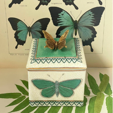 Butterfly Trinket Box in Fern Green