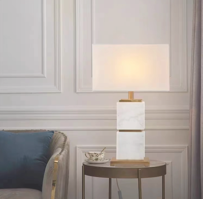 Marble & Gold Table Lamp with Shade