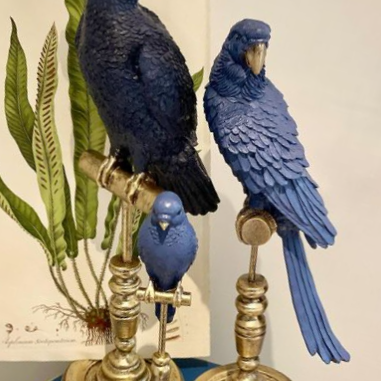 Parrot on Stand in Ultramarine