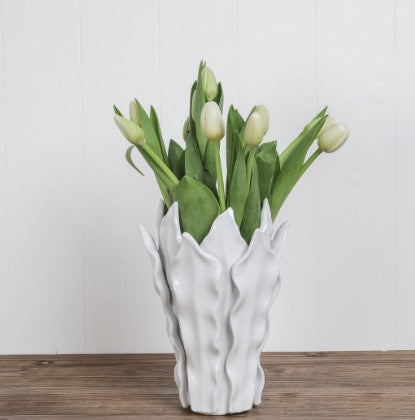 Leaf Vase in White