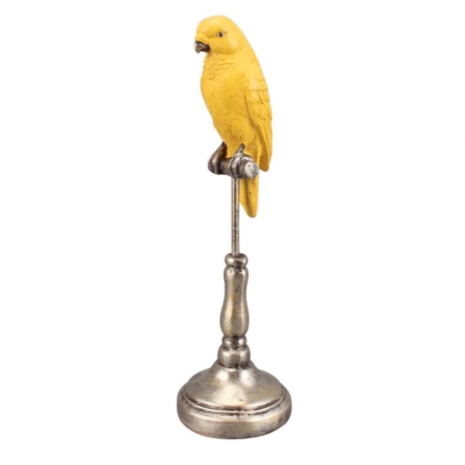 Budgerigar on Stand in Yellow