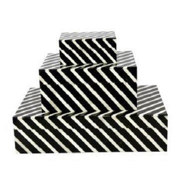 Bone Inlay Box in Diagonal Pattern