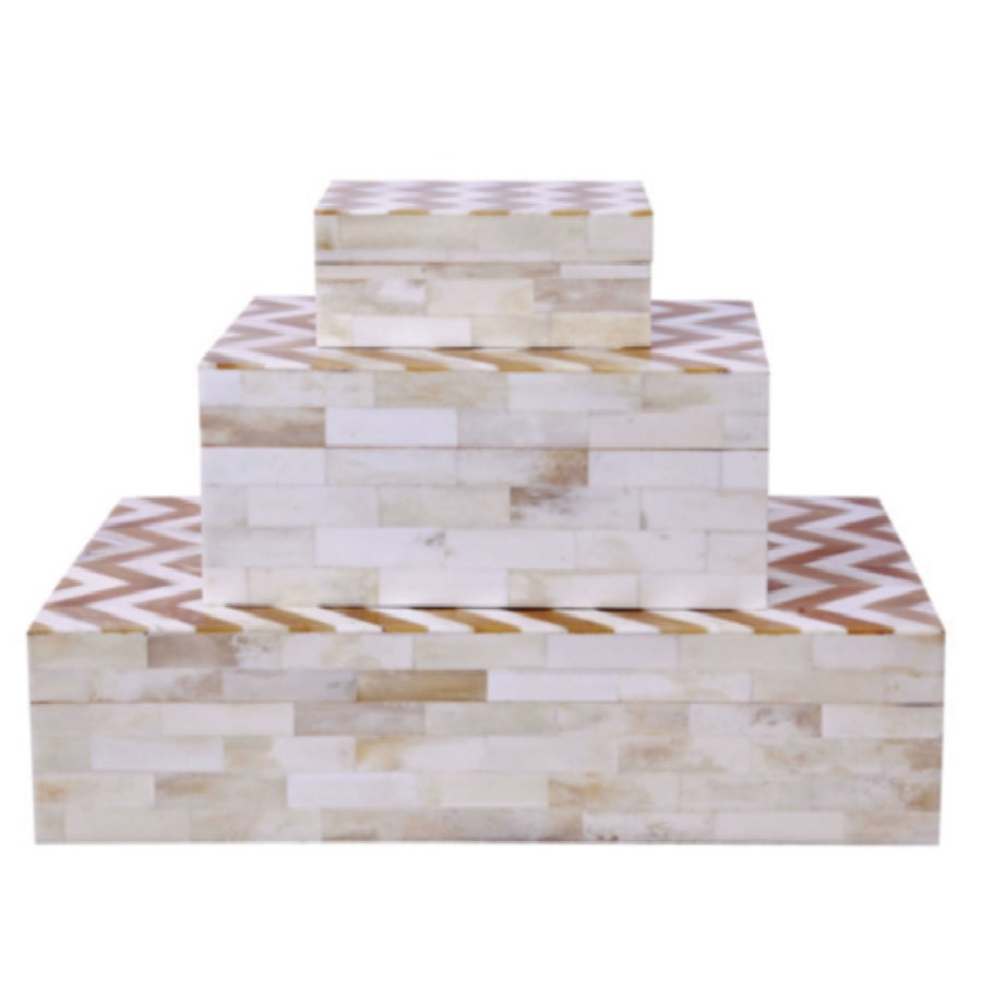 Bone Inlay Box in Chevron Pattern