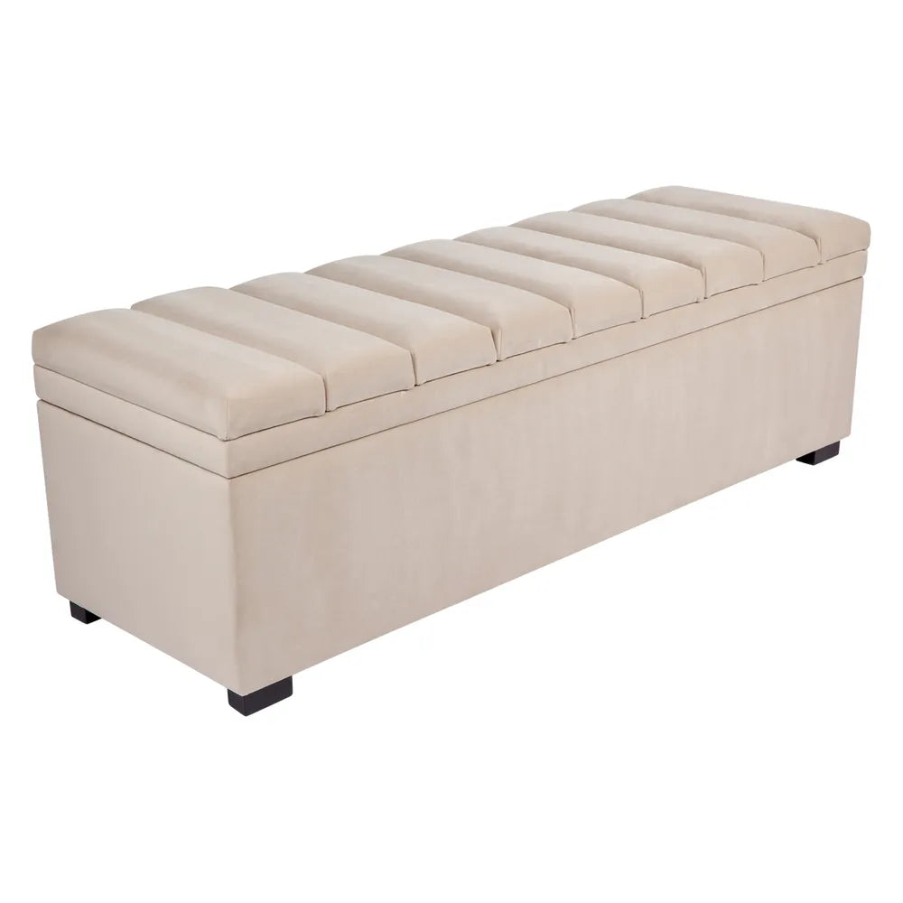 Soho Storage Bench Ottoman in Off White Linen