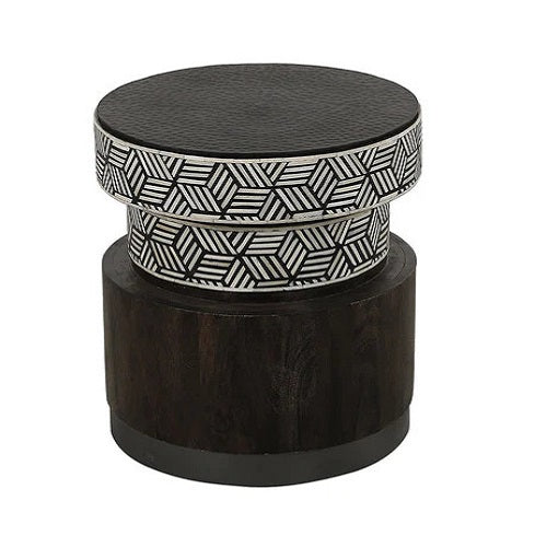 Bone Inlay Side Table in Optical Black