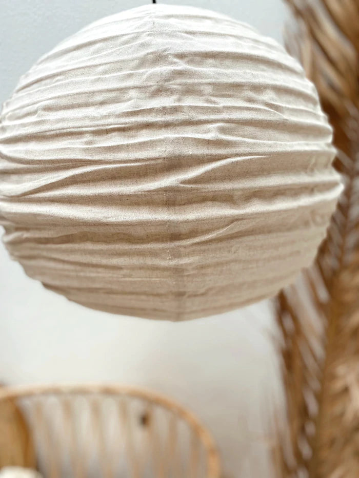 The Athena Round Linen Pendant in Natural
