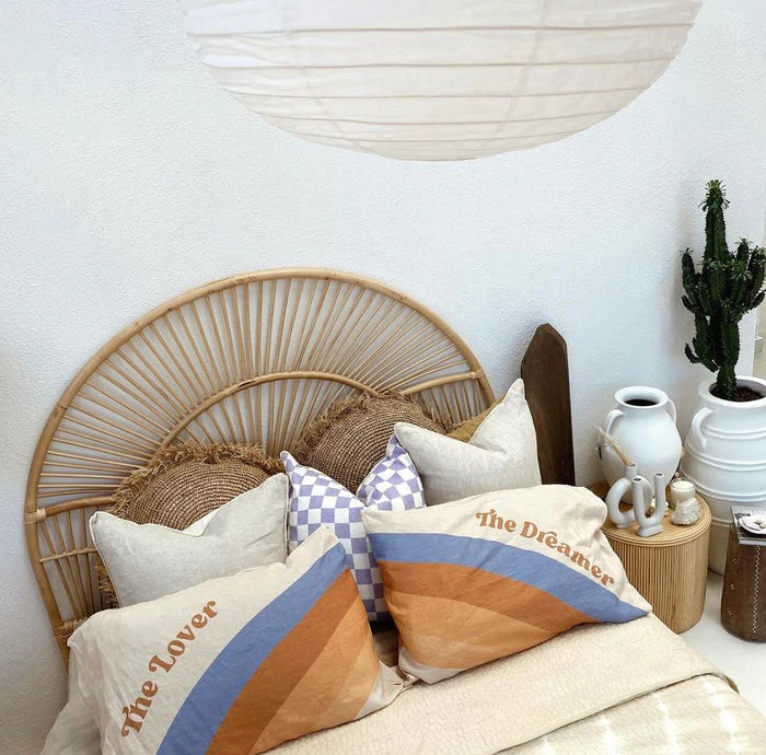 The Athena Round Linen Pendant in White