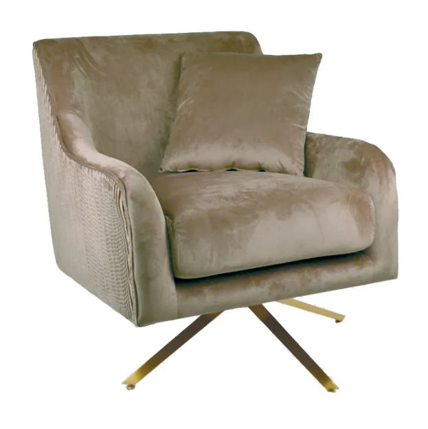 Silvie Velvet Arm Chair in Taupe