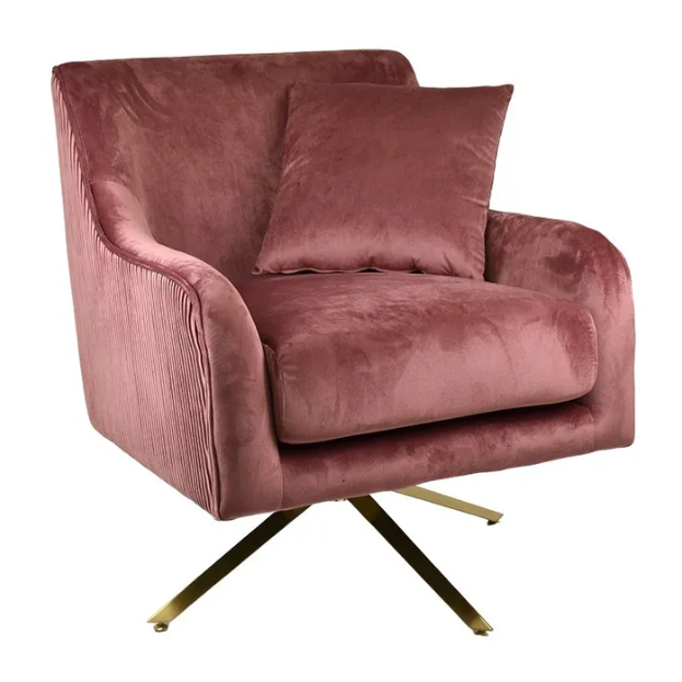 Silvie Velvet Arm Chair in Rose