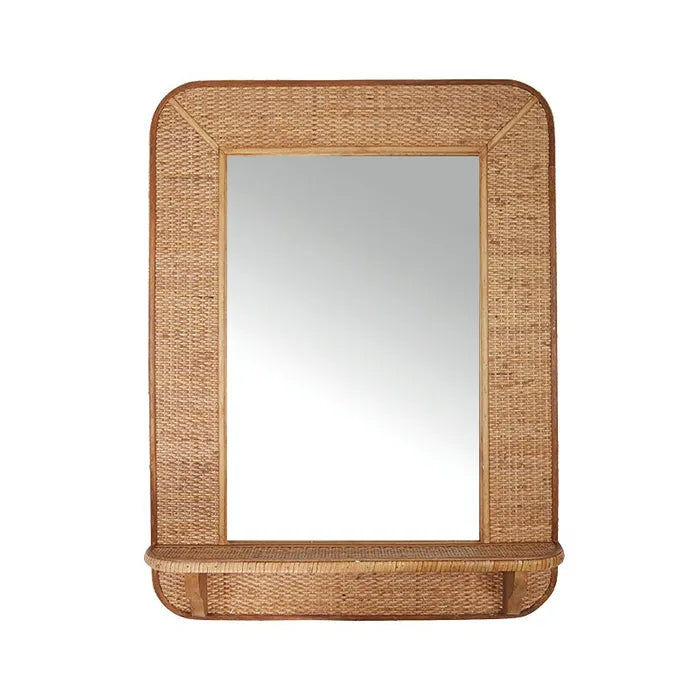 Tuila Rattan Mirror with Shelf