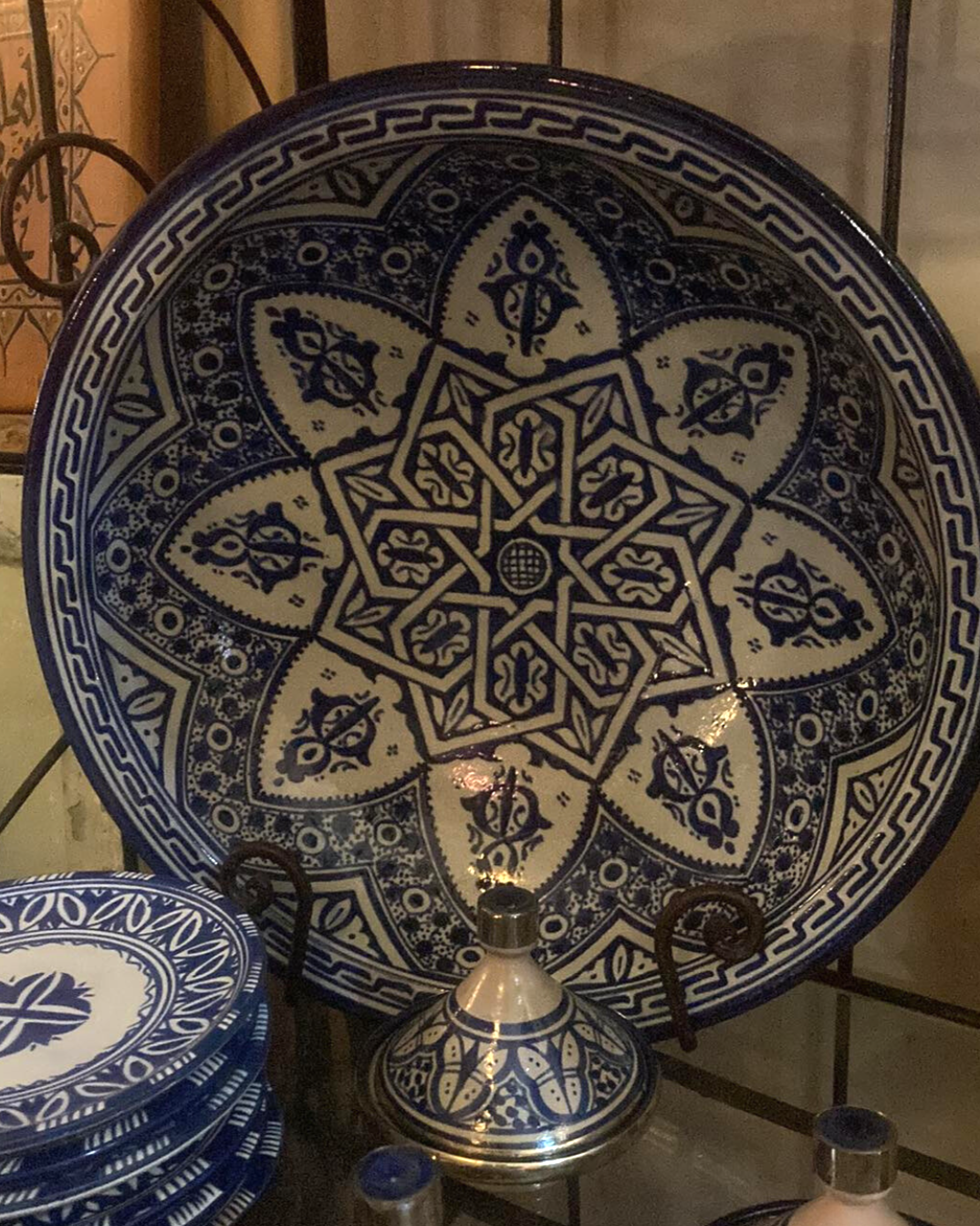 Moorish Fez Medium Serving Bowl in Blue