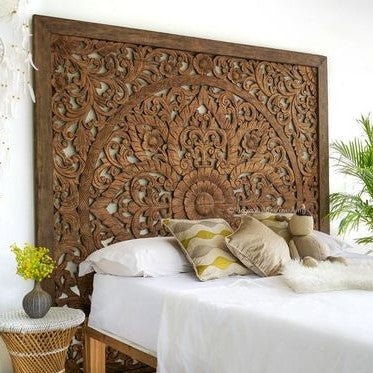 Hand Carved Timber Cut-Out Bedhead - King Size