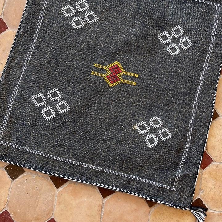 Genuine Moroccan Cactus Silk Cushion in  Slate