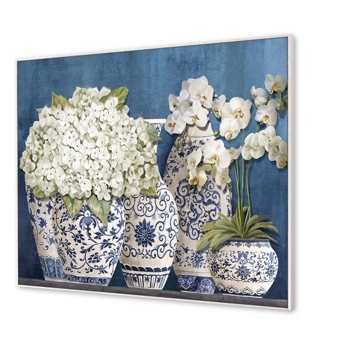 White Flower China Framed Canvas
