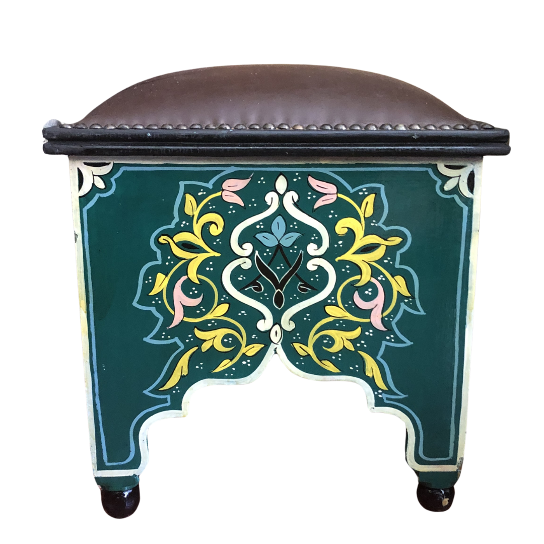 Moroccan Square Stools with Leather Pad