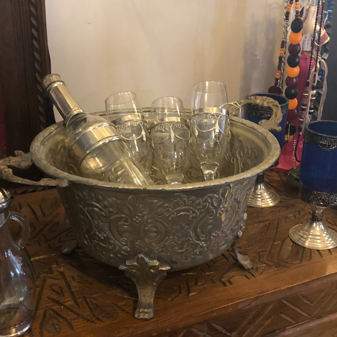 Moroccan Champagne Flutes with Silver Embellishment - Set of 6