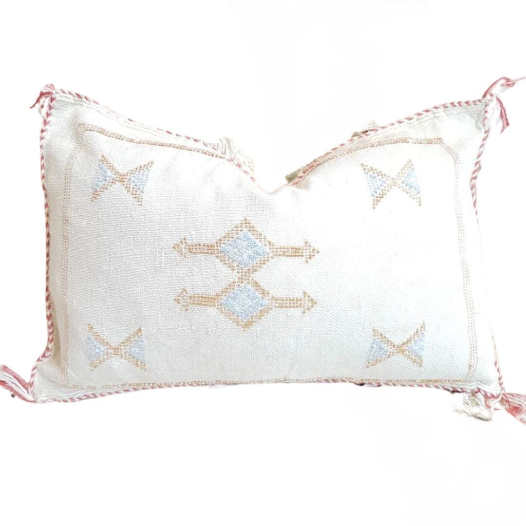 Rectangular Moroccan Cactus Silk Pillow in Natural