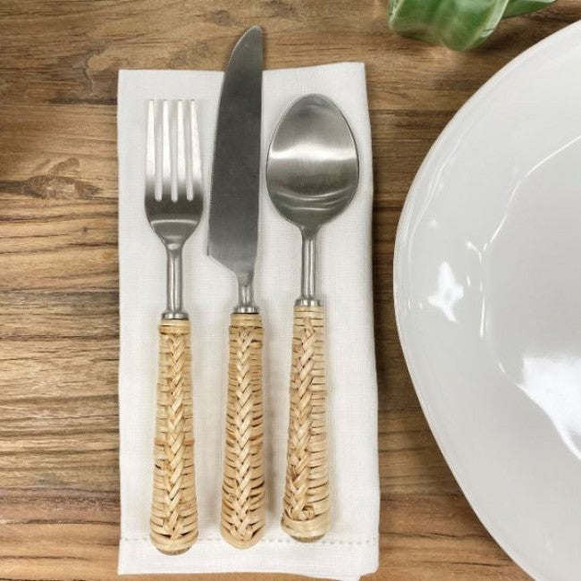 Plaited Wicker Cutlery - 2 Person Set