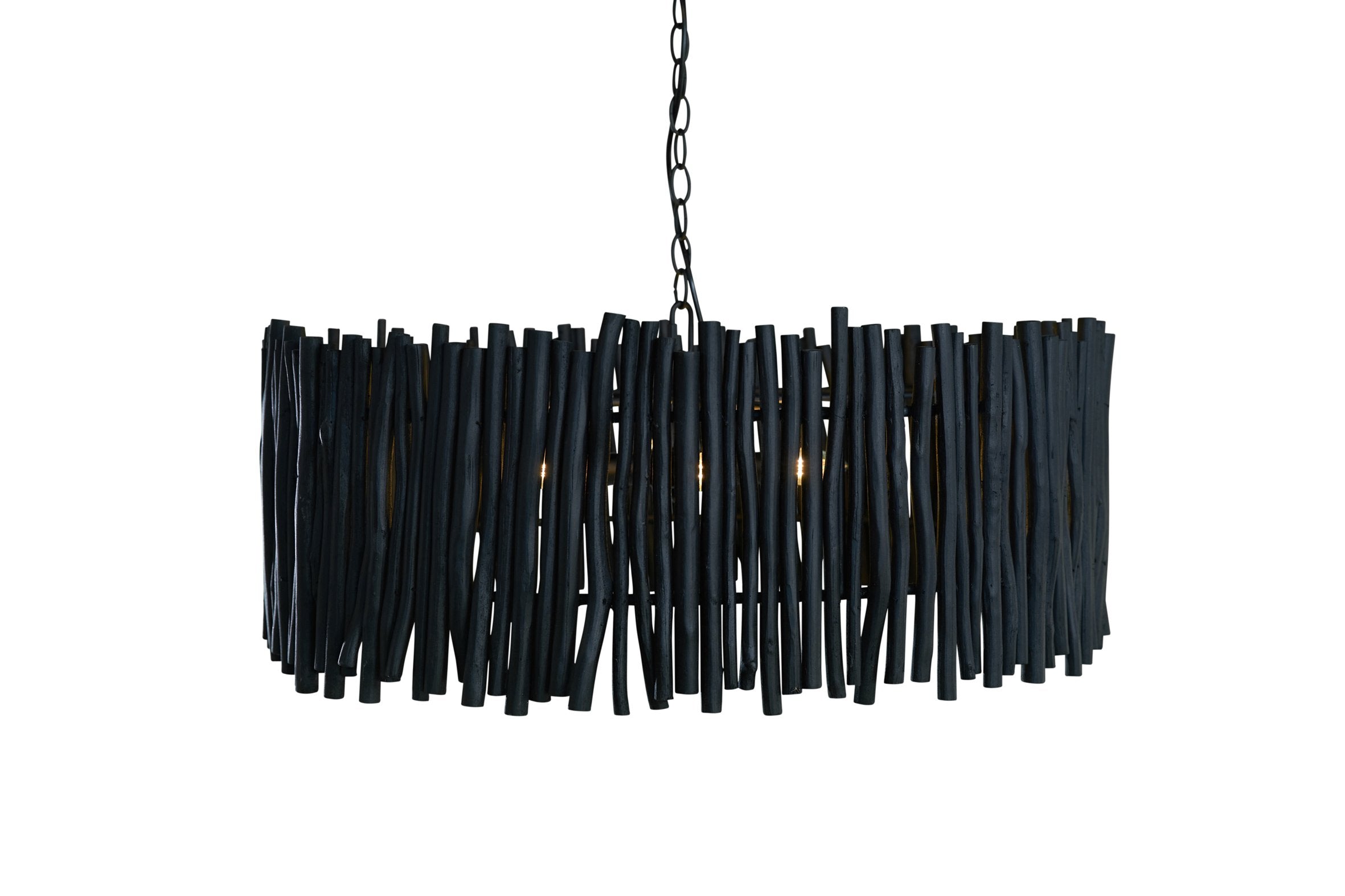 Wood Candlestick Round Chandelier In Black