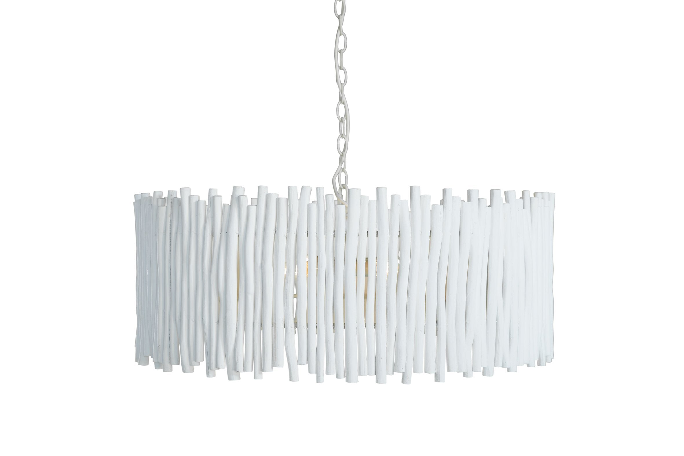 Wood Candlestick Round Chandelier In White