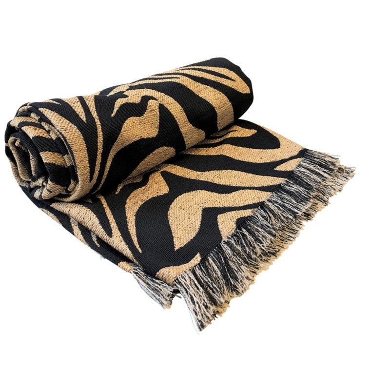 Zebra Bush Throw in Ebony & Brown
