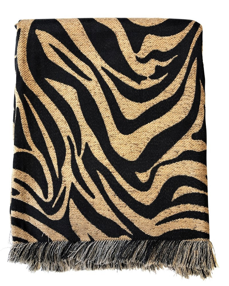 Zebra Bush Throw in Ebony & Brown