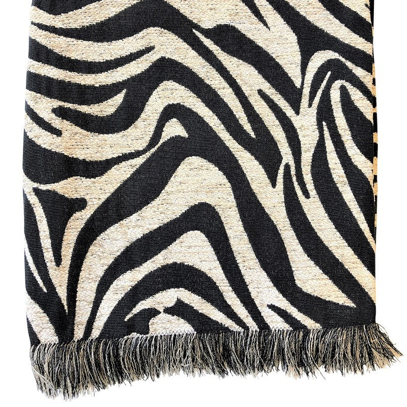 Zebra Bush Throw in Ebony & Ecru