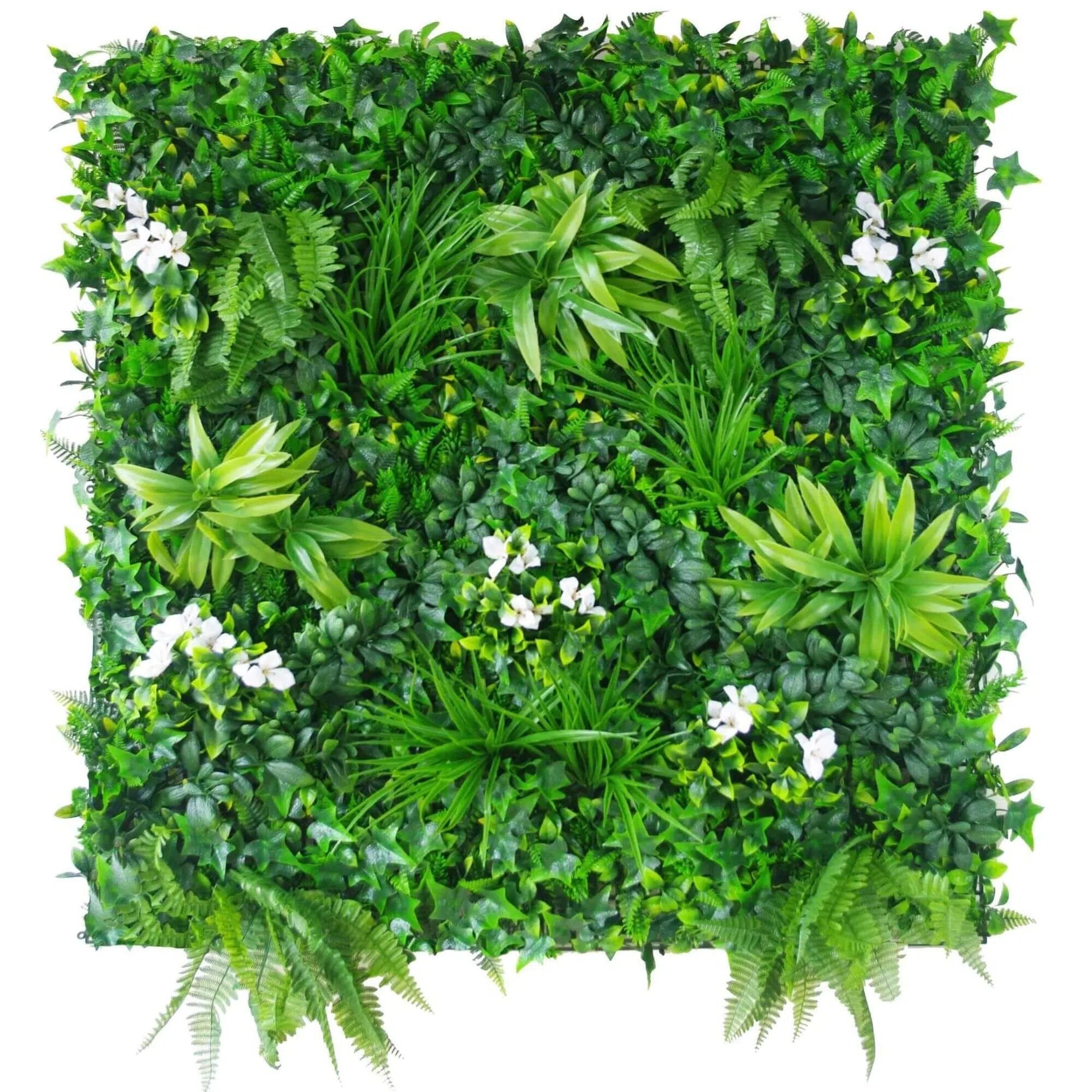 Artificial Hedge Screen with White Flowers - 100cm Square