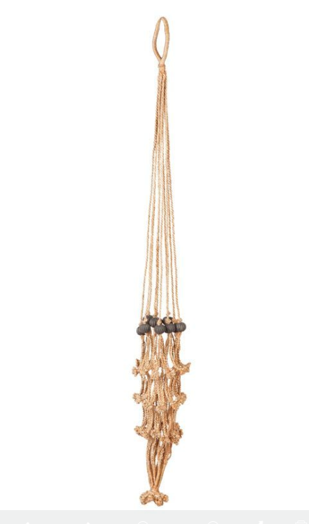 Suki Macrame Plant/Pot Holders with Black Beads (Set of 4)