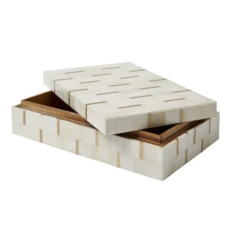 Brass Accent Bone Inlay Box