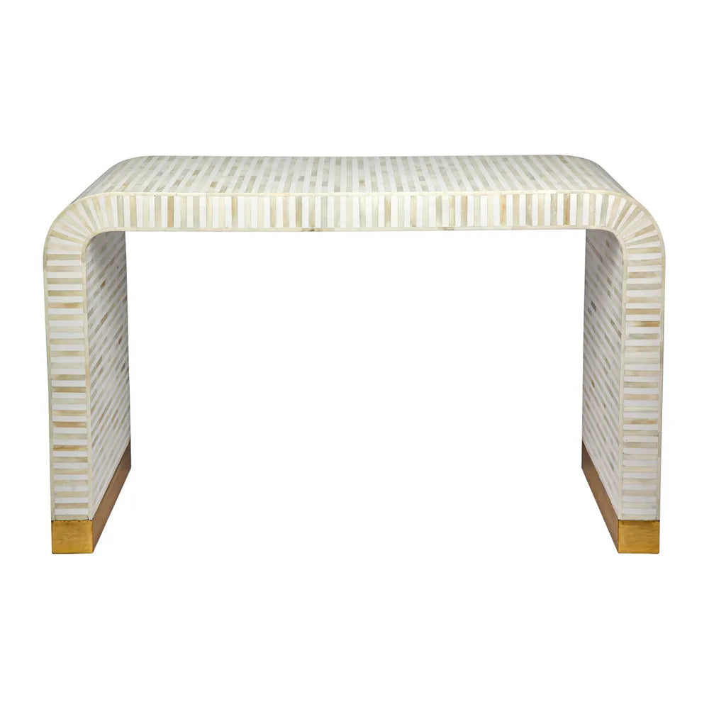 Bone Inlay Waterfall Console in White