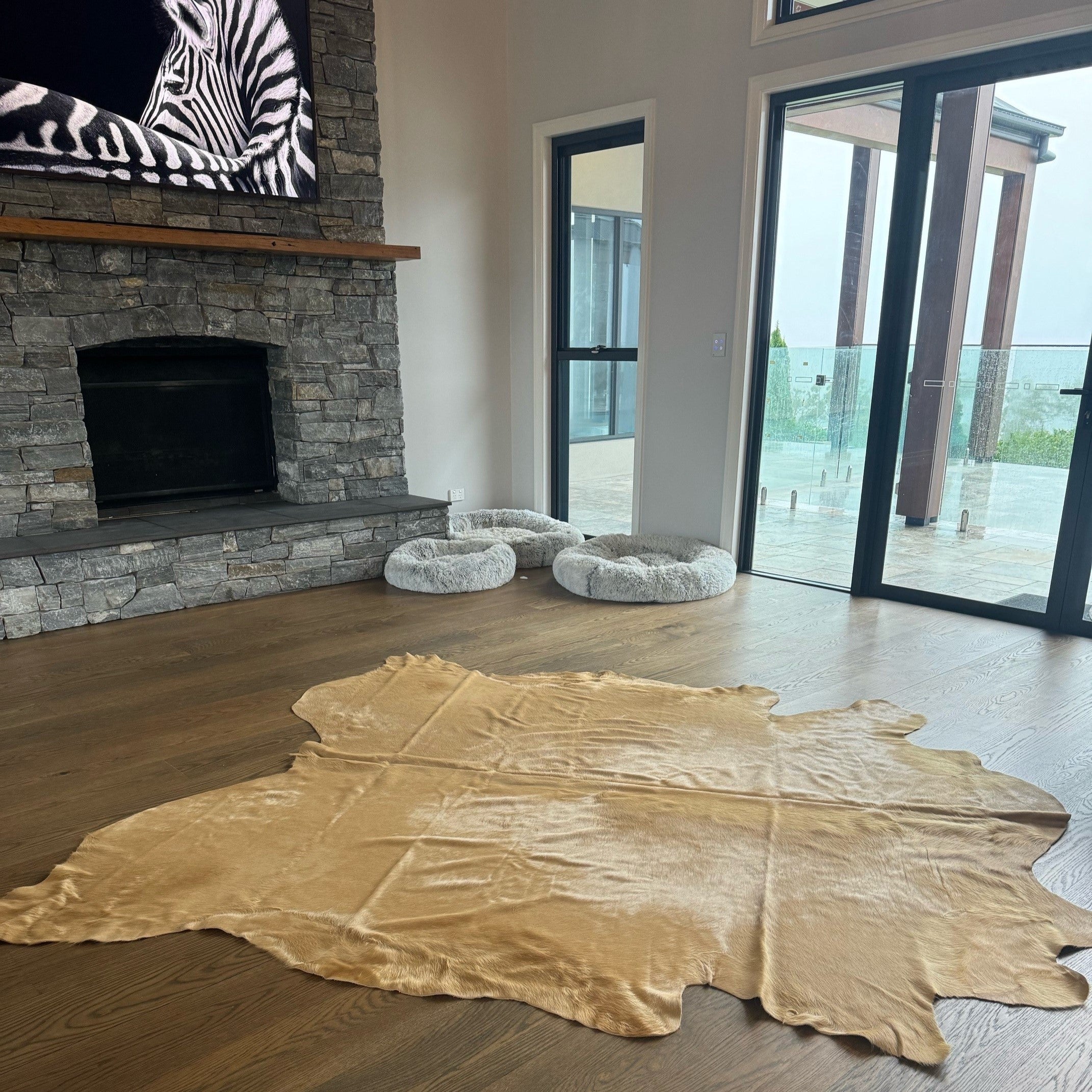 ** Clearance ** Ecru Dyed Cow Hide Rug