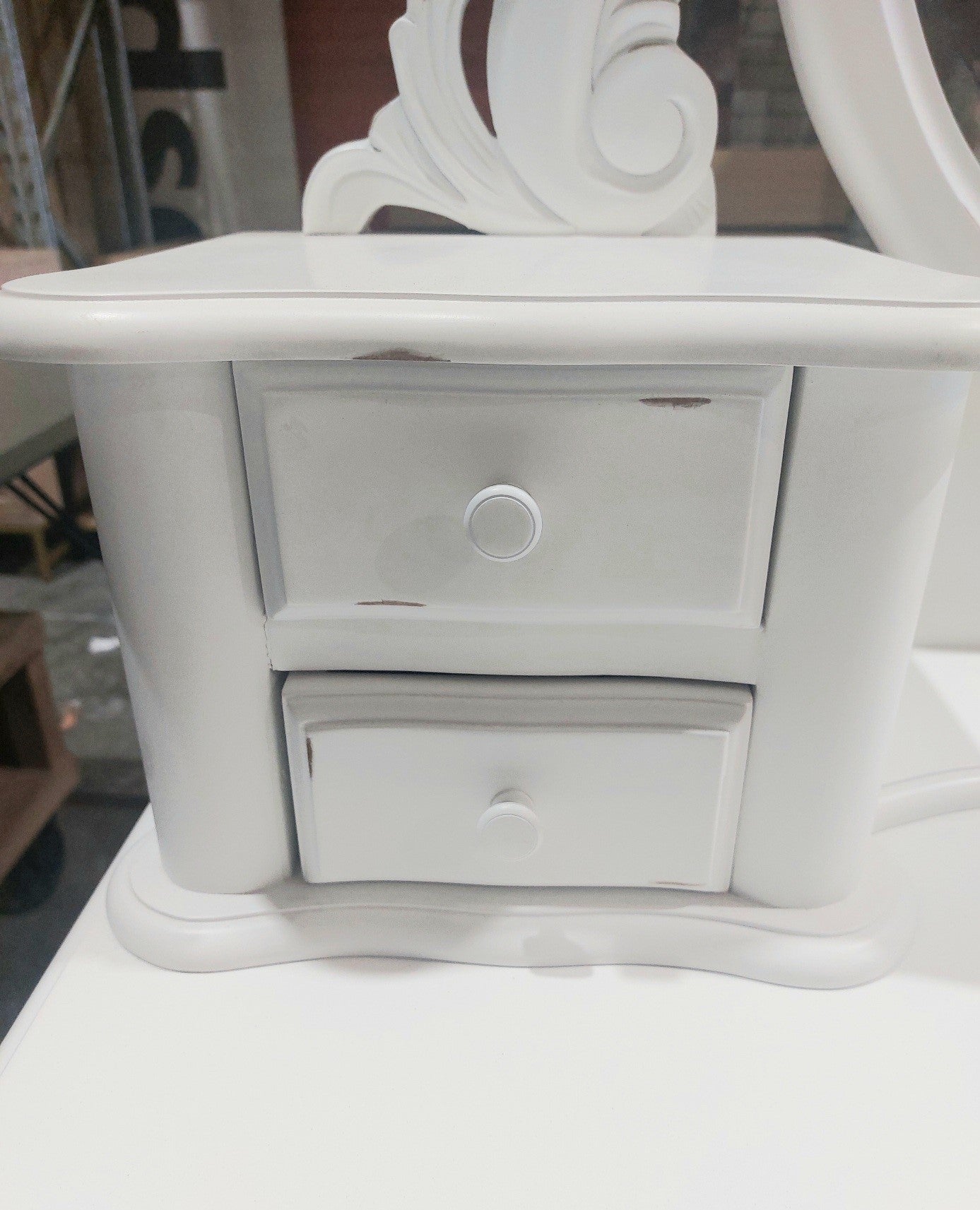 Paris Dressing Table with Stool in Distressed White - One ONLY