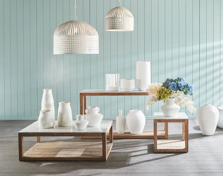 Denver Marble & Timber Rectangular Console Table in White