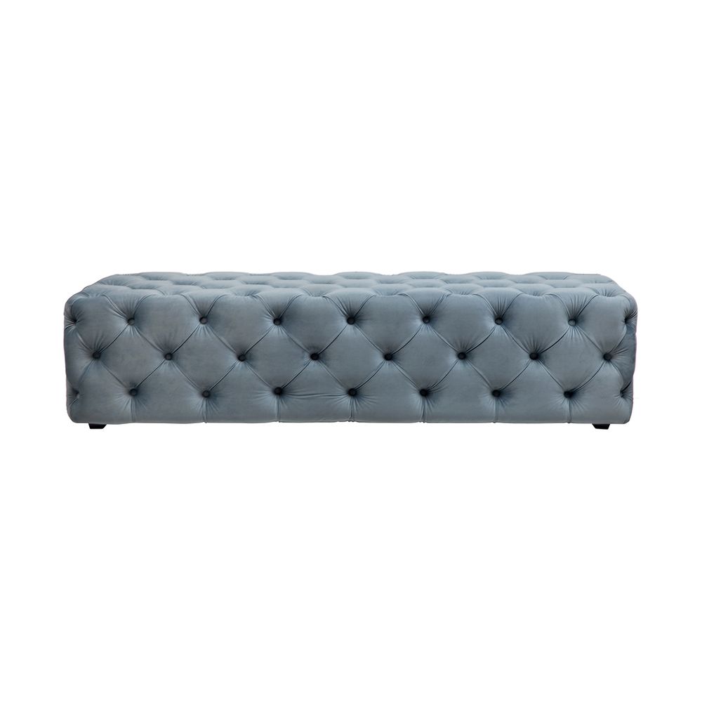 Blair Tufted Bench Ottoman in Dove Grey Velvet