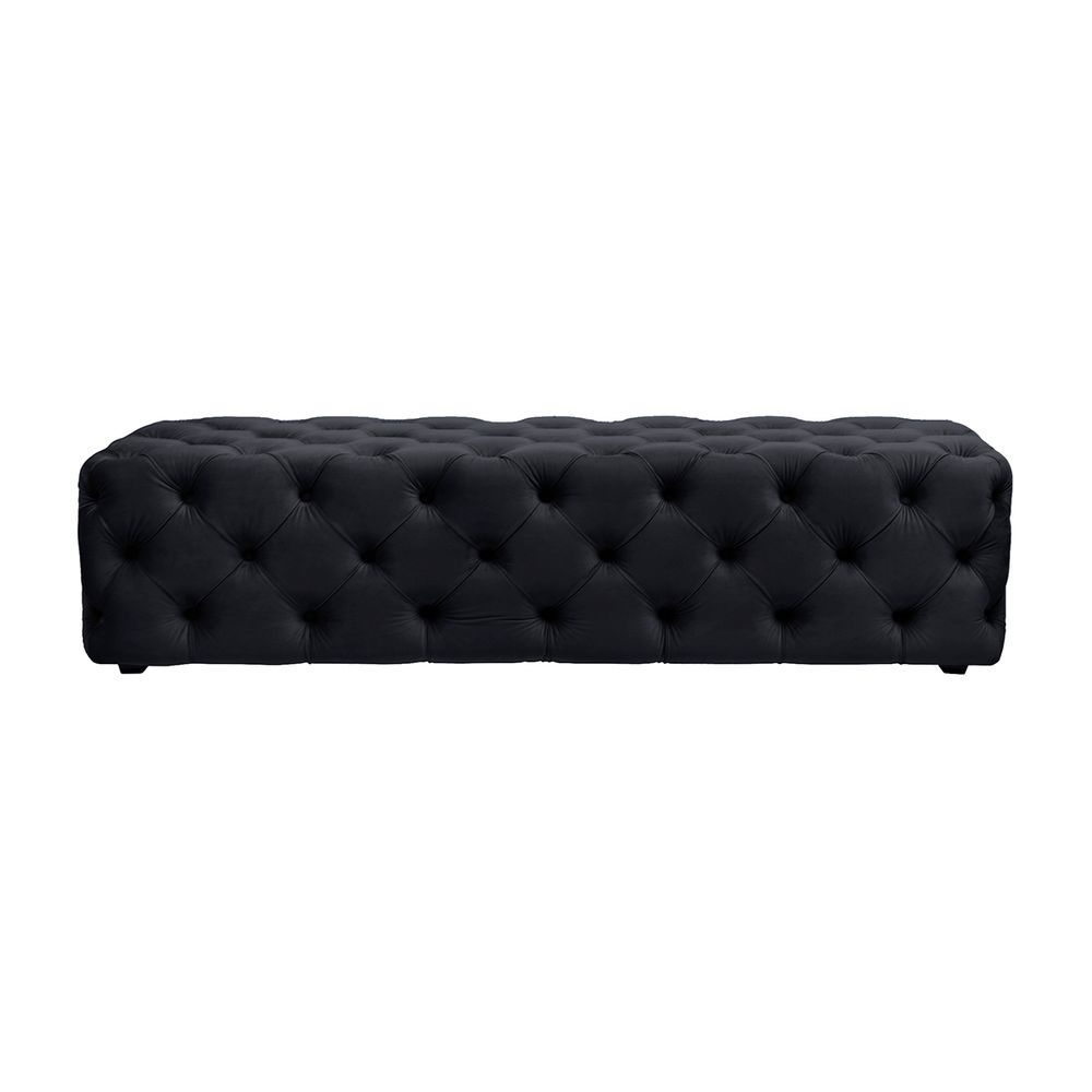 Blair Tufted Bench Ottoman in Black Velvet