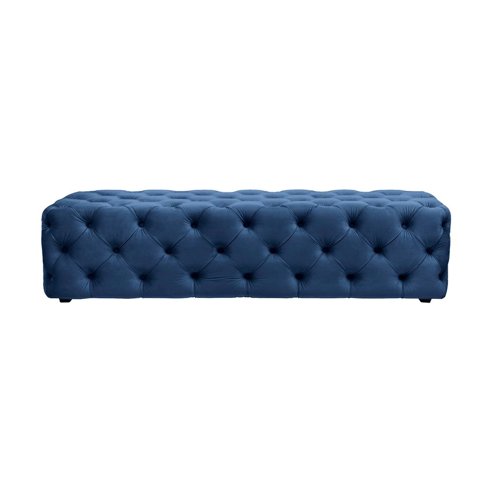Blair Tufted Bench Ottoman in Navy Velvet