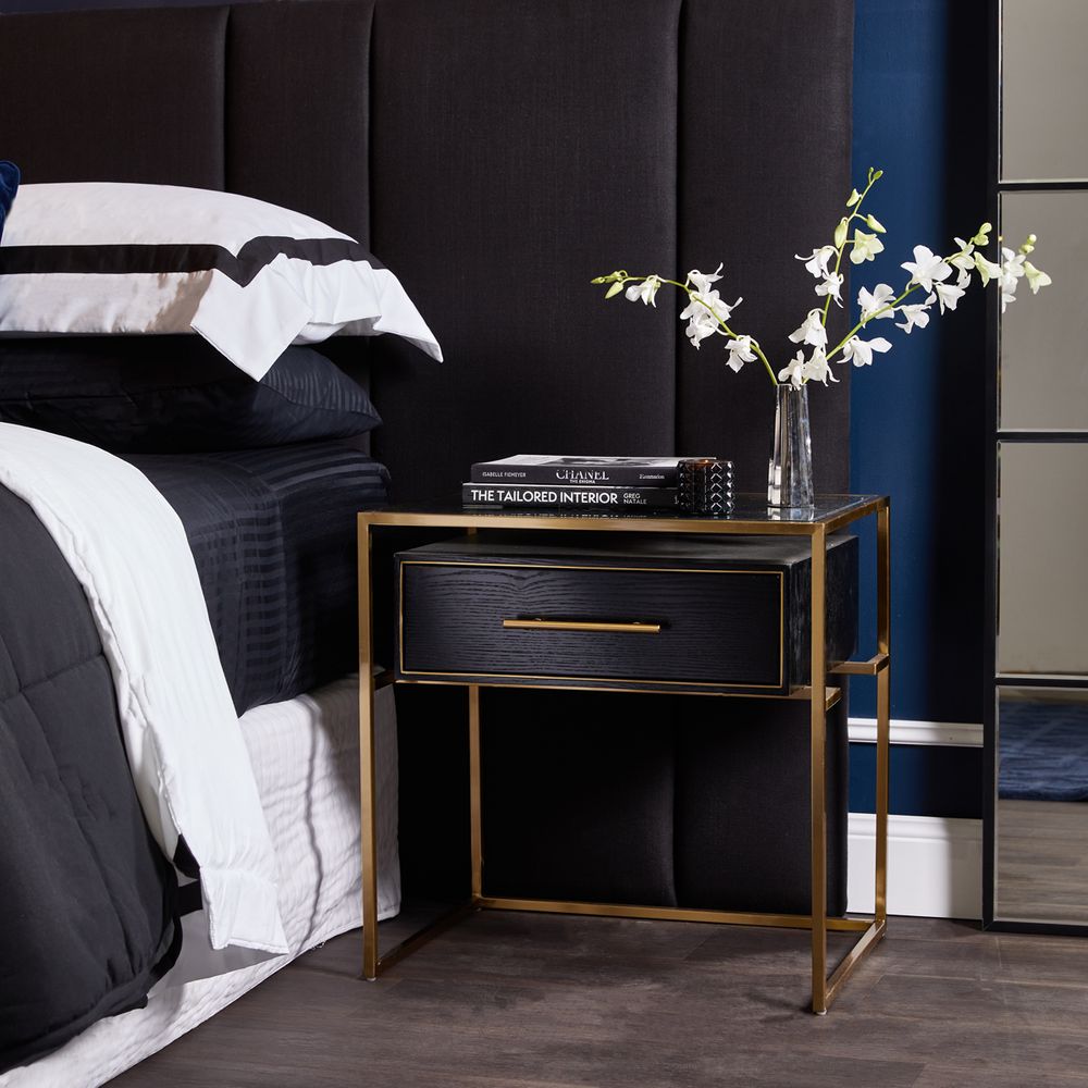 Vogue Small Bedside Table in Gold